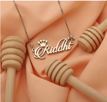 Customized Name Necklace with Crown Design in Gold & Silver | Personalized Royal Pendant