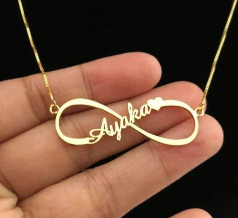 Customized Infinity Name Heart Necklace in Gold & Silver | Personalized Pendant Gift