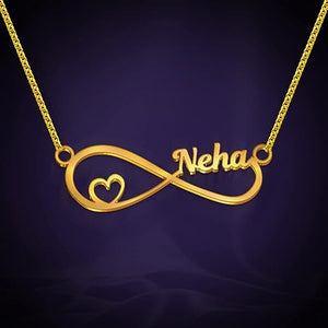 Customized Infinity Heart Name Necklace in Gold & Silver | Personalized Pendant Gift